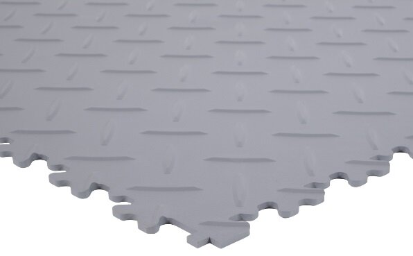 Recycling-PVC, dalle clipsable 4 mm BoKwatro REC bossel&eacute; gris